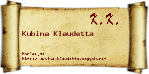 Kubina Klaudetta névjegykártya